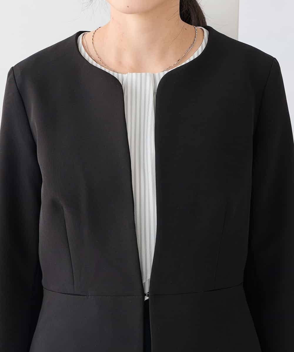 KADCD02099 a.v.v Elmi(アー・ヴェ・ヴェ) 【低身長サイズ】【洗える/ストレッチ/セットアップ対応】ダブルクロスキーネックジャケット ネイビー