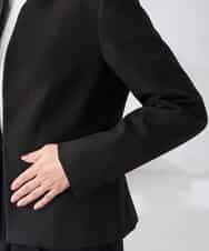 KADCD02099 a.v.v Elmi(アー・ヴェ・ヴェ) 【低身長サイズ】【洗える/ストレッチ/セットアップ対応】ダブルクロスキーネックジャケット ネイビー