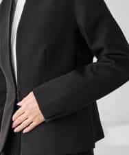 KADCD02099 a.v.v Elmi(アー・ヴェ・ヴェ) 【低身長サイズ】【洗える/ストレッチ/セットアップ対応】ダブルクロスキーネックジャケット ネイビー