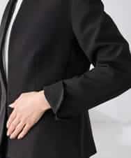 KADCD02099 a.v.v Elmi(アー・ヴェ・ヴェ) 【低身長サイズ】【洗える/ストレッチ/セットアップ対応】ダブルクロスキーネックジャケット ネイビー