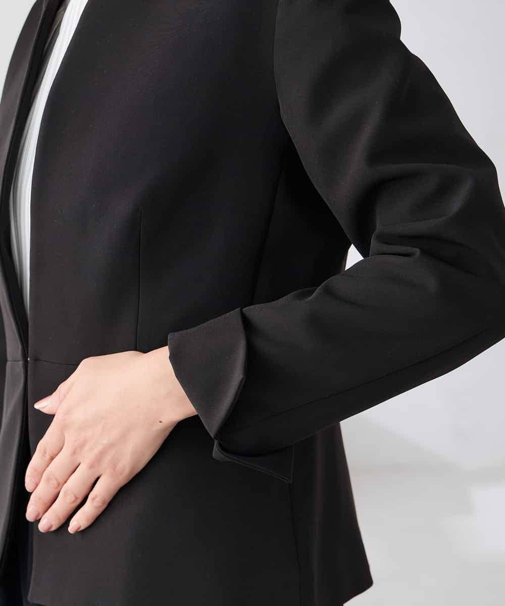 KADCD02099 a.v.v Elmi(アー・ヴェ・ヴェ) 【低身長サイズ】【洗える/ストレッチ/セットアップ対応】ダブルクロスキーネックジャケット ネイビー