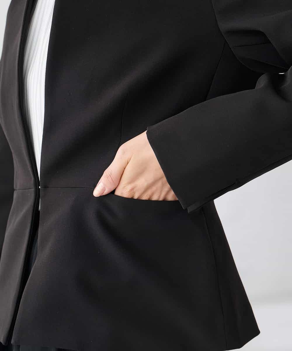 KADCD02099 a.v.v Elmi(アー・ヴェ・ヴェ) 【低身長サイズ】【洗える/ストレッチ/セットアップ対応】ダブルクロスキーネックジャケット ネイビー