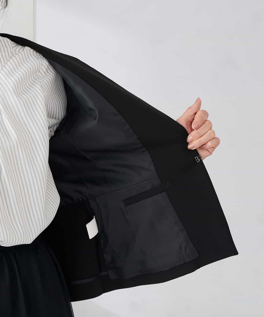 KADCD02099 a.v.v Elmi(アー・ヴェ・ヴェ) 【低身長サイズ】【洗える/ストレッチ/セットアップ対応】ダブルクロスキーネックジャケット ネイビー