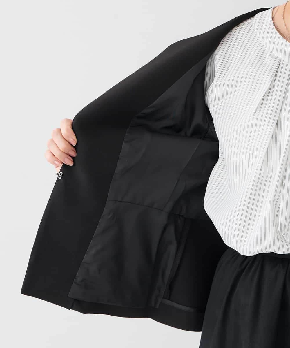 KADCD02099 a.v.v Elmi(アー・ヴェ・ヴェ) 【低身長サイズ】【洗える/ストレッチ/セットアップ対応】ダブルクロスキーネックジャケット ネイビー