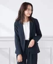 KADCD03099 a.v.v Elmi(アー・ヴェ・ヴェ) 【低身長サイズ】【洗える/ストレッチ/セットアップ対応】ダブルクロステーラードジャケット ネイビー