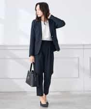 KADCD03099 a.v.v Elmi(アー・ヴェ・ヴェ) 【低身長サイズ】【洗える/ストレッチ/セットアップ対応】ダブルクロステーラードジャケット ネイビー