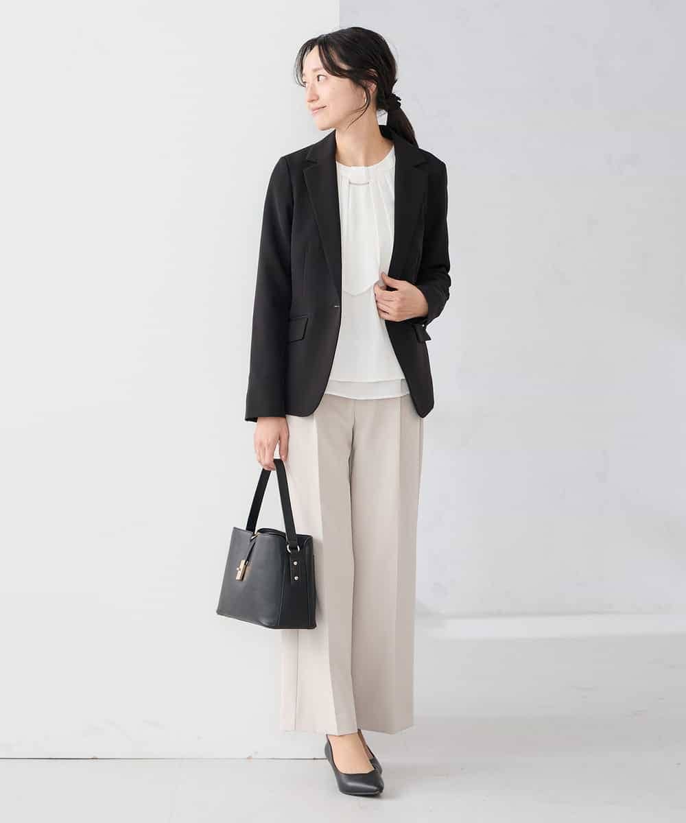 KADCD03099 a.v.v Elmi(アー・ヴェ・ヴェ) 【低身長サイズ】【洗える/ストレッチ/セットアップ対応】ダブルクロステーラードジャケット ネイビー