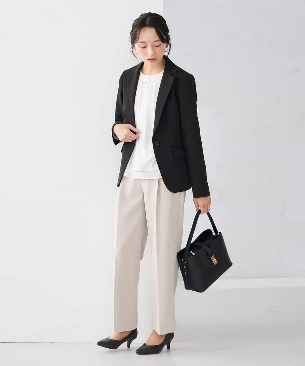 KADCD03099 a.v.v Elmi(アー・ヴェ・ヴェ) 【低身長サイズ】【洗える/ストレッチ/セットアップ対応】ダブルクロステーラードジャケット ネイビー