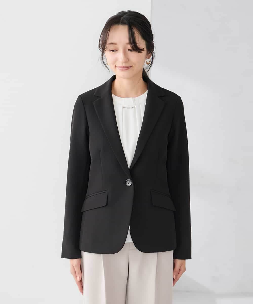 KADCD03099 a.v.v Elmi(アー・ヴェ・ヴェ) 【低身長サイズ】【洗える/ストレッチ/セットアップ対応】ダブルクロステーラードジャケット ネイビー