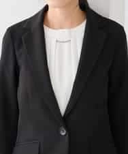 KADCD03099 a.v.v Elmi(アー・ヴェ・ヴェ) 【低身長サイズ】【洗える/ストレッチ/セットアップ対応】ダブルクロステーラードジャケット ネイビー