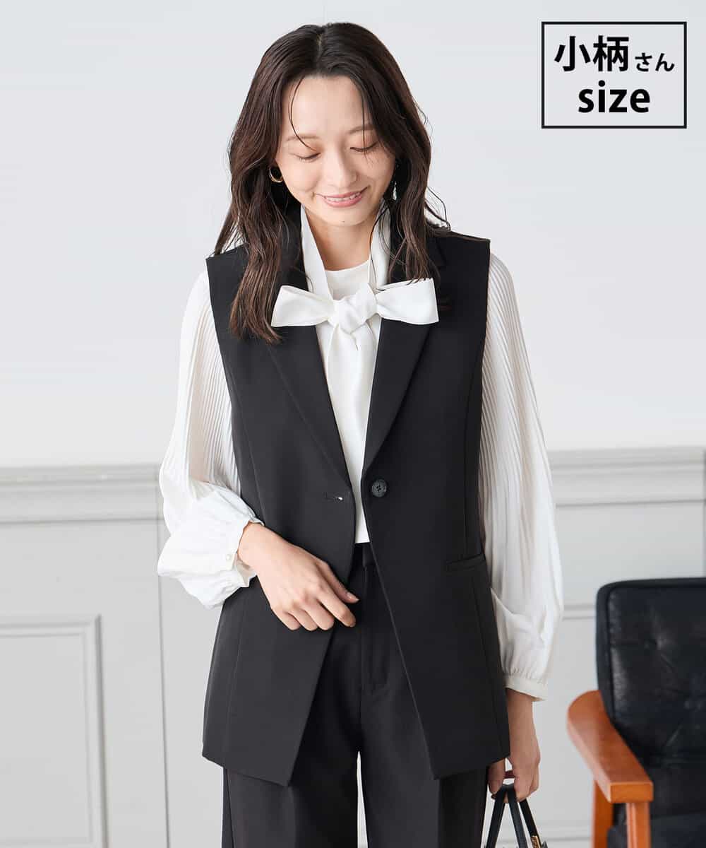 KADCD04089 a.v.v Elmi(アー・ヴェ・ヴェ) 【低身長サイズ】【洗える/ストレッチ/セットアップ対応】ダブルクロステーラードジレ ブラック