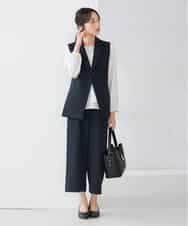 KADCD04089 a.v.v Elmi(アー・ヴェ・ヴェ) 【低身長サイズ】【洗える/ストレッチ/セットアップ対応】ダブルクロステーラードジレ ブラック