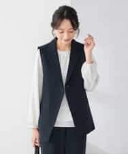 KADCD04089 a.v.v Elmi(アー・ヴェ・ヴェ) 【低身長サイズ】【洗える/ストレッチ/セットアップ対応】ダブルクロステーラードジレ ブラック