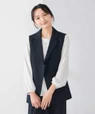 KADCD04089 a.v.v Elmi(アー・ヴェ・ヴェ) 【低身長サイズ】【洗える/ストレッチ/セットアップ対応】ダブルクロステーラードジレ ブラック