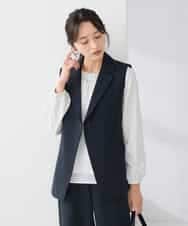 KADCD04089 a.v.v Elmi(アー・ヴェ・ヴェ) 【低身長サイズ】【洗える/ストレッチ/セットアップ対応】ダブルクロステーラードジレ ブラック