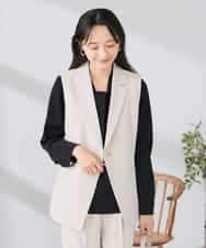 KADCD04089 a.v.v Elmi(アー・ヴェ・ヴェ) 【低身長サイズ】【洗える/ストレッチ/セットアップ対応】ダブルクロステーラードジレ ブラック