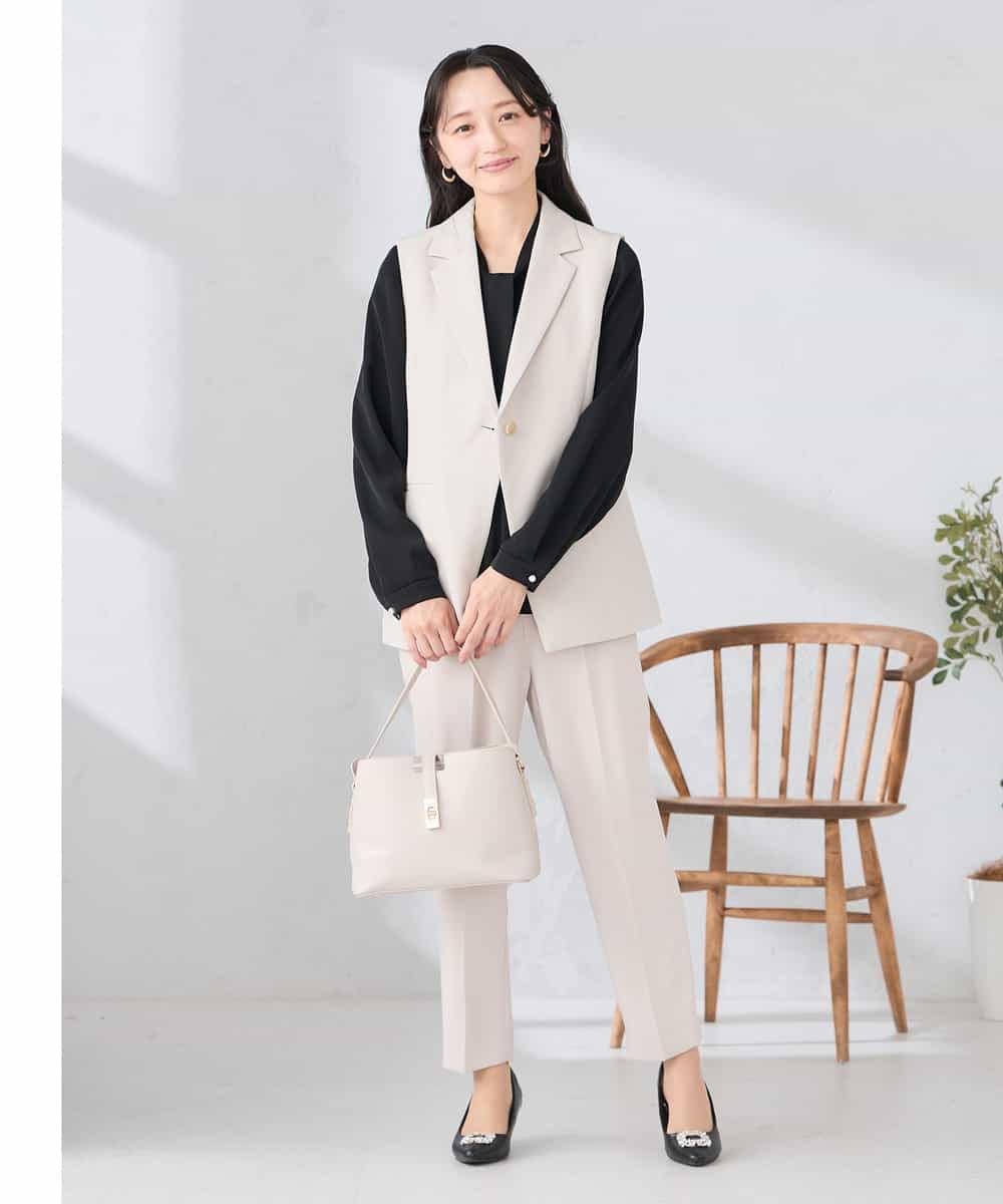 KADCD04089 a.v.v Elmi(アー・ヴェ・ヴェ) 【低身長サイズ】【洗える/ストレッチ/セットアップ対応】ダブルクロステーラードジレ ブラック