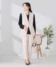 KADCD04089 a.v.v Elmi(アー・ヴェ・ヴェ) 【低身長サイズ】【洗える/ストレッチ/セットアップ対応】ダブルクロステーラードジレ ブラック