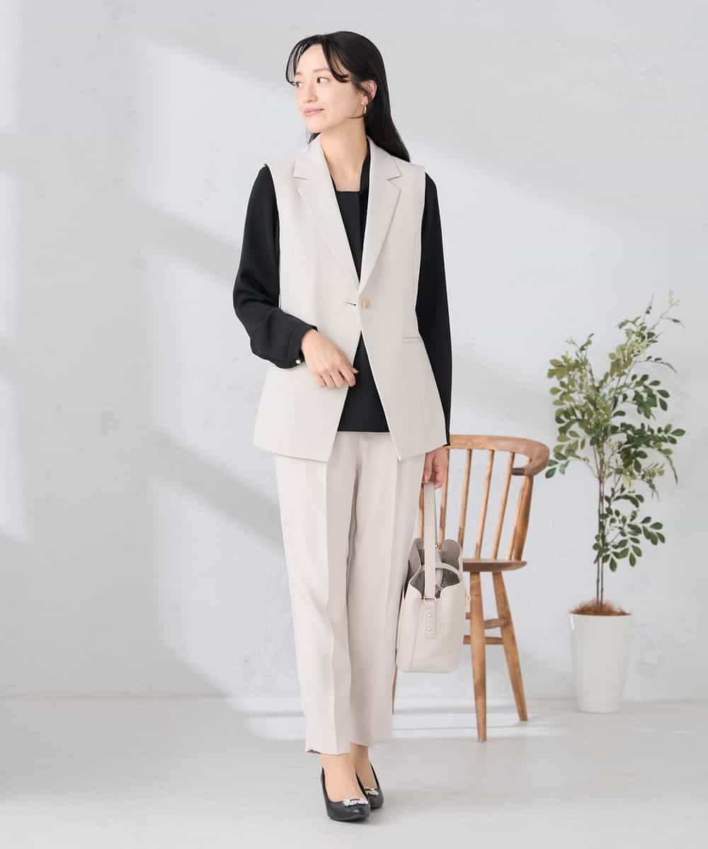 KADCD04089 a.v.v Elmi(アー・ヴェ・ヴェ) 【低身長サイズ】【洗える/ストレッチ/セットアップ対応】ダブルクロステーラードジレ ブラック