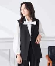 KADCD04089 a.v.v Elmi(アー・ヴェ・ヴェ) 【低身長サイズ】【洗える/ストレッチ/セットアップ対応】ダブルクロステーラードジレ ブラック