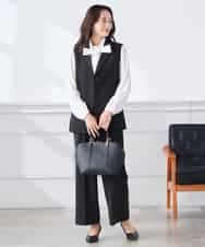 KADCD04089 a.v.v Elmi(アー・ヴェ・ヴェ) 【低身長サイズ】【洗える/ストレッチ/セットアップ対応】ダブルクロステーラードジレ ブラック