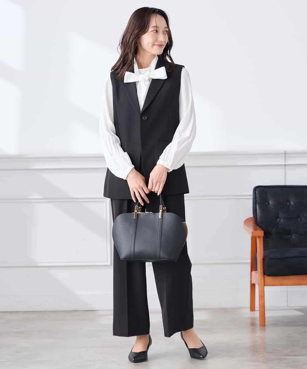 KADCD04089 a.v.v Elmi(アー・ヴェ・ヴェ) 【低身長サイズ】【洗える/ストレッチ/セットアップ対応】ダブルクロステーラードジレ ブラック