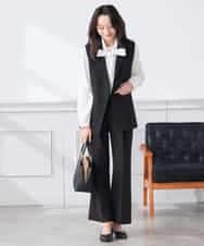 KADCD04089 a.v.v Elmi(アー・ヴェ・ヴェ) 【低身長サイズ】【洗える/ストレッチ/セットアップ対応】ダブルクロステーラードジレ ブラック