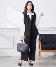 KADCD04089 a.v.v Elmi(アー・ヴェ・ヴェ) 【低身長サイズ】【洗える/ストレッチ/セットアップ対応】ダブルクロステーラードジレ ブラック