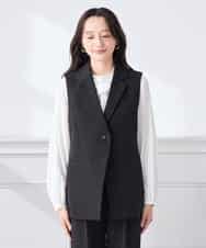 KADCD04089 a.v.v Elmi(アー・ヴェ・ヴェ) 【低身長サイズ】【洗える/ストレッチ/セットアップ対応】ダブルクロステーラードジレ ブラック