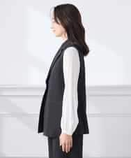 KADCD04089 a.v.v Elmi(アー・ヴェ・ヴェ) 【低身長サイズ】【洗える/ストレッチ/セットアップ対応】ダブルクロステーラードジレ ブラック