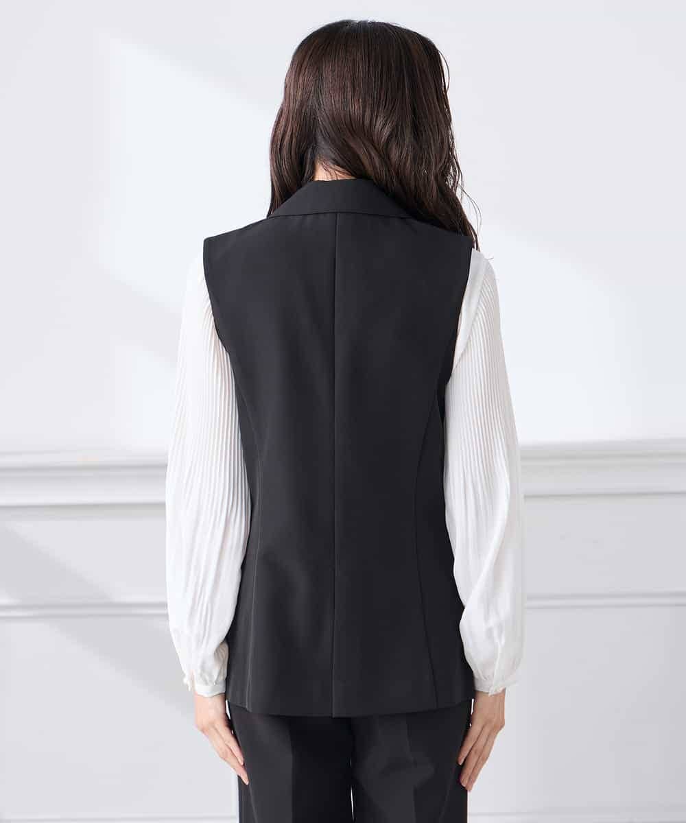 KADCD04089 a.v.v Elmi(アー・ヴェ・ヴェ) 【低身長サイズ】【洗える/ストレッチ/セットアップ対応】ダブルクロステーラードジレ ブラック