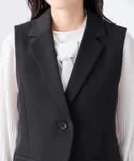 KADCD04089 a.v.v Elmi(アー・ヴェ・ヴェ) 【低身長サイズ】【洗える/ストレッチ/セットアップ対応】ダブルクロステーラードジレ ブラック