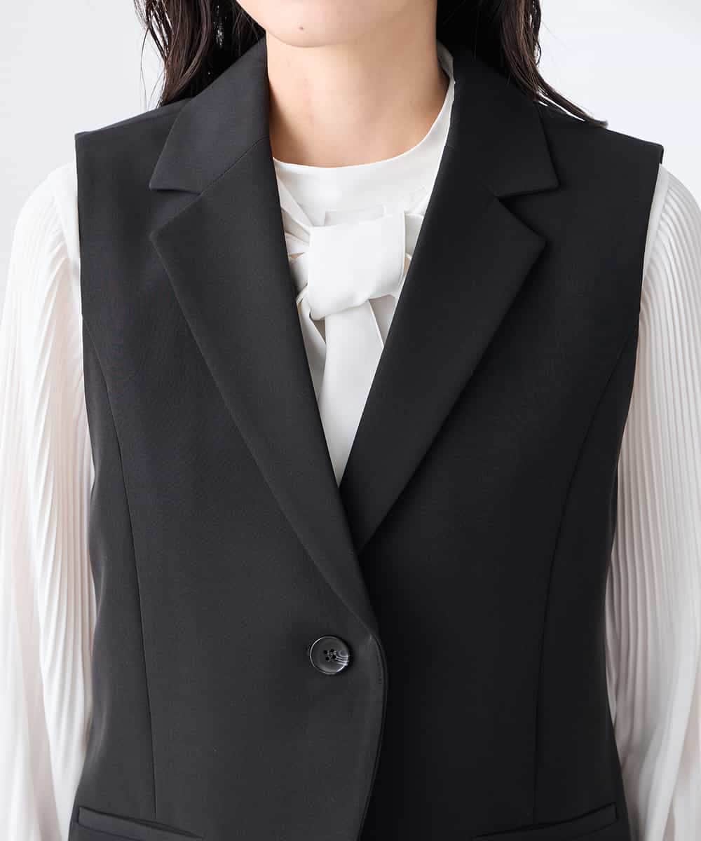 KADCD04089 a.v.v Elmi(アー・ヴェ・ヴェ) 【低身長サイズ】【洗える/ストレッチ/セットアップ対応】ダブルクロステーラードジレ ブラック