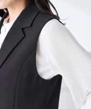 KADCD04089 a.v.v Elmi(アー・ヴェ・ヴェ) 【低身長サイズ】【洗える/ストレッチ/セットアップ対応】ダブルクロステーラードジレ ブラック