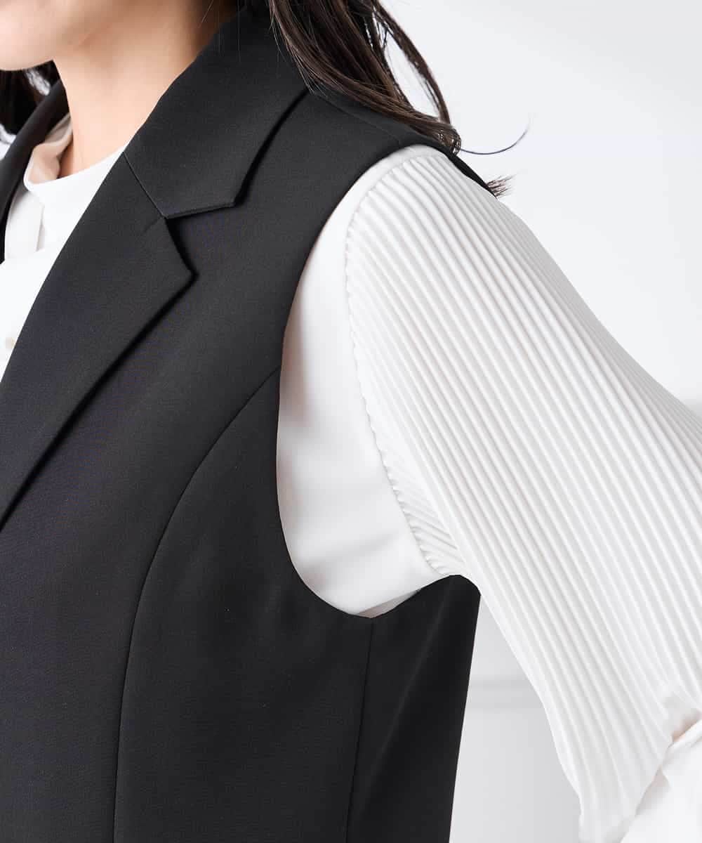 KADCD04089 a.v.v Elmi(アー・ヴェ・ヴェ) 【低身長サイズ】【洗える/ストレッチ/セットアップ対応】ダブルクロステーラードジレ ブラック