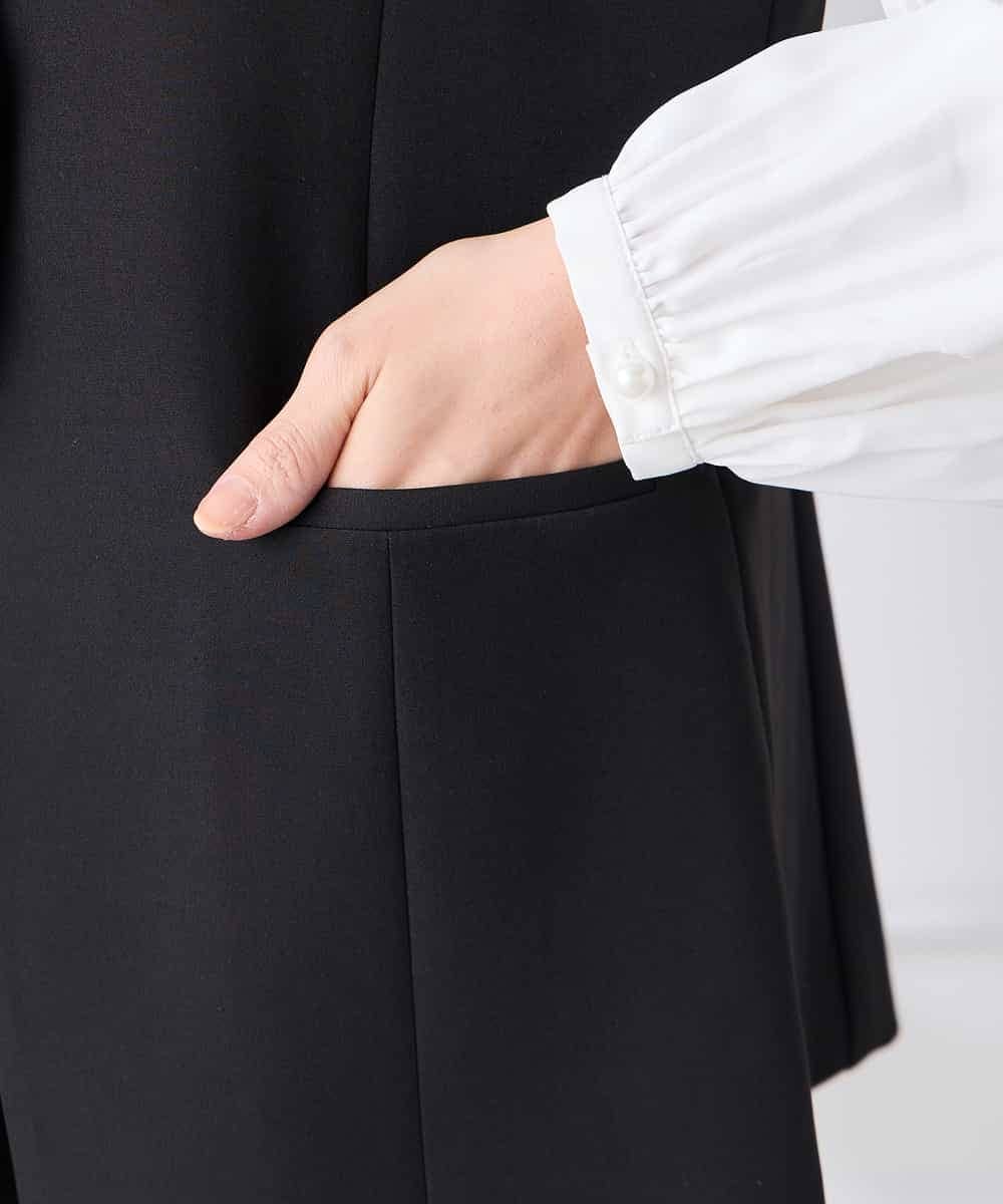 KADCD04089 a.v.v Elmi(アー・ヴェ・ヴェ) 【低身長サイズ】【洗える/ストレッチ/セットアップ対応】ダブルクロステーラードジレ ブラック