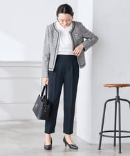 KADCD05139 a.v.v Elmi(アー・ヴェ・ヴェ) 【低身長サイズ】【ストレッチ】ツイードノーカラージャケット ネイビー