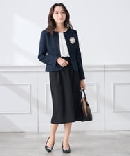 KADCD05139 a.v.v Elmi(アー・ヴェ・ヴェ) 【低身長サイズ】【ストレッチ】ツイードノーカラージャケット ネイビー