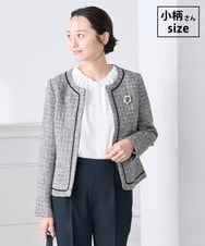 KADCD05139 a.v.v Elmi(アー・ヴェ・ヴェ) 【低身長サイズ】【ストレッチ】ツイードノーカラージャケット ダークグレー