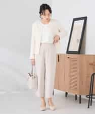 KADCD05139 a.v.v Elmi(アー・ヴェ・ヴェ) 【低身長サイズ】【ストレッチ】ツイードノーカラージャケット ネイビー