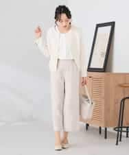 KADCD05139 a.v.v Elmi(アー・ヴェ・ヴェ) 【低身長サイズ】【ストレッチ】ツイードノーカラージャケット ネイビー