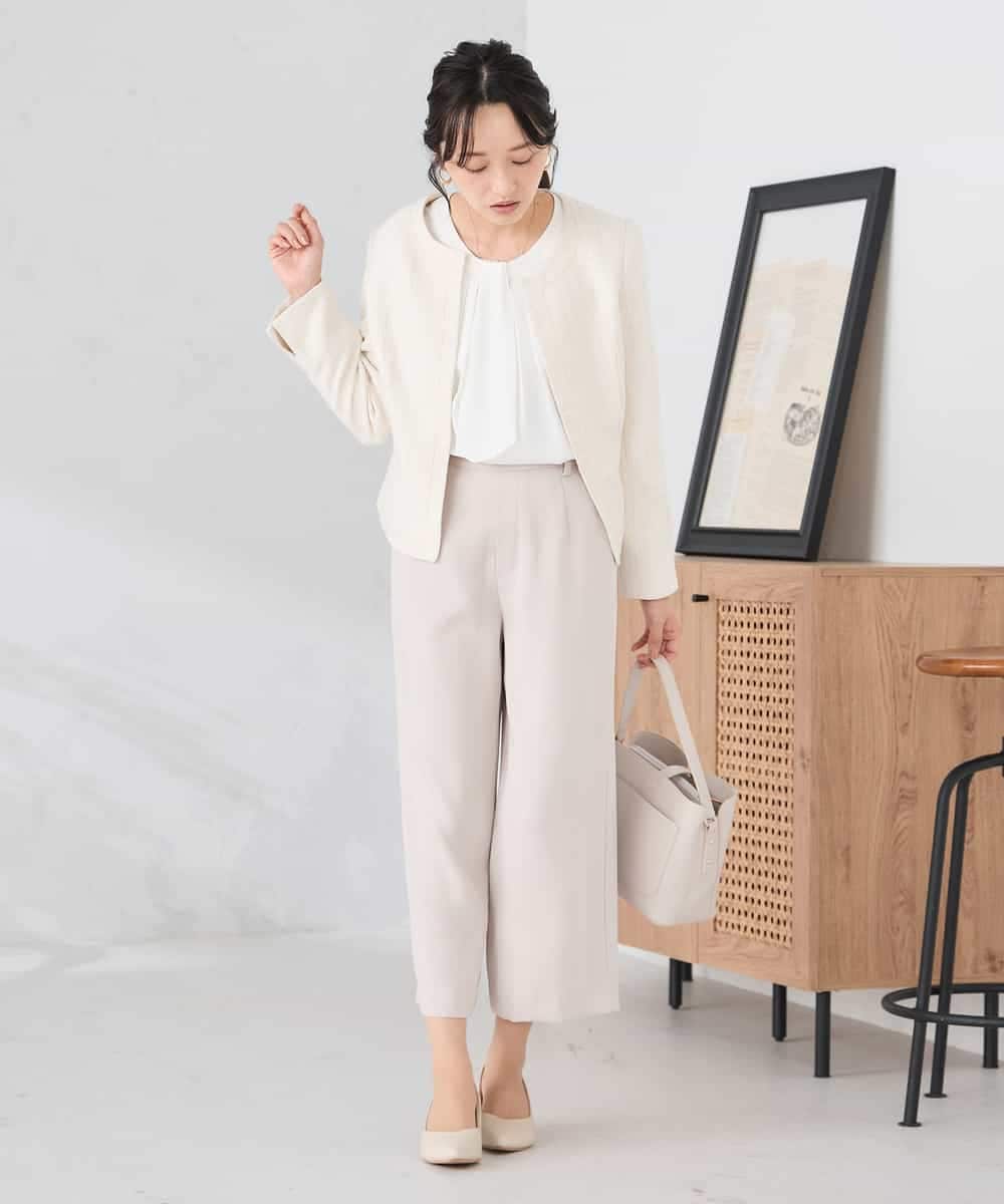 KADCD05139 a.v.v Elmi(アー・ヴェ・ヴェ) 【低身長サイズ】【ストレッチ】ツイードノーカラージャケット ネイビー