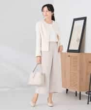 KADCD05139 a.v.v Elmi(アー・ヴェ・ヴェ) 【低身長サイズ】【ストレッチ】ツイードノーカラージャケット ネイビー