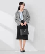 KADCD05139 a.v.v Elmi(アー・ヴェ・ヴェ) 【低身長サイズ】【ストレッチ】ツイードノーカラージャケット ネイビー