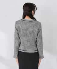 KADCD05139 a.v.v Elmi(アー・ヴェ・ヴェ) 【低身長サイズ】【ストレッチ】ツイードノーカラージャケット ネイビー