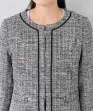 KADCD05139 a.v.v Elmi(アー・ヴェ・ヴェ) 【低身長サイズ】【ストレッチ】ツイードノーカラージャケット ネイビー