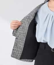 KADCD05139 a.v.v Elmi(アー・ヴェ・ヴェ) 【低身長サイズ】【ストレッチ】ツイードノーカラージャケット ネイビー