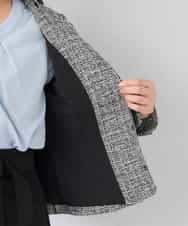 KADCD05139 a.v.v Elmi(アー・ヴェ・ヴェ) 【低身長サイズ】【ストレッチ】ツイードノーカラージャケット ネイビー