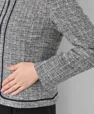 KADCD05139 a.v.v Elmi(アー・ヴェ・ヴェ) 【低身長サイズ】【ストレッチ】ツイードノーカラージャケット ネイビー