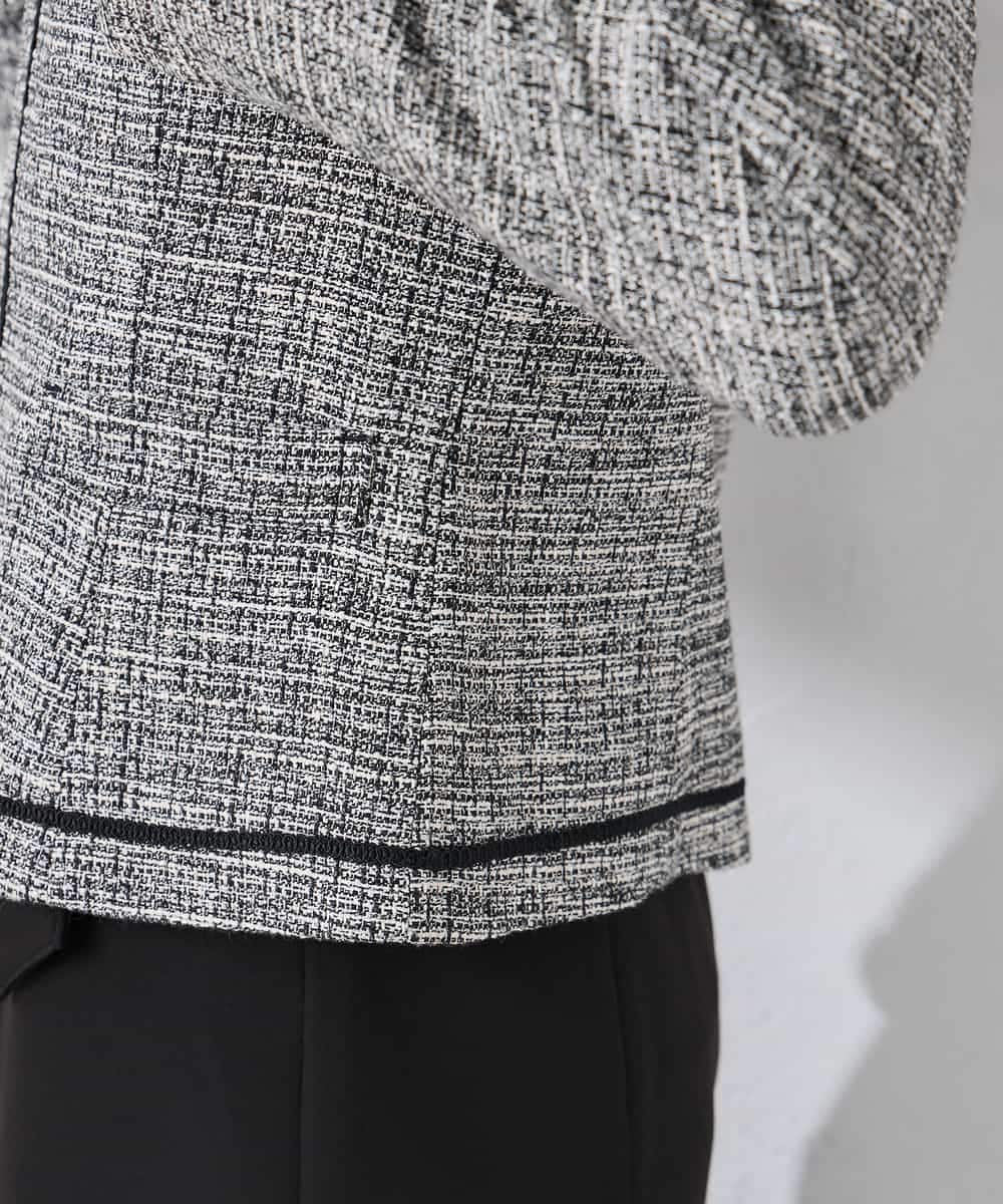 KADCD05139 a.v.v Elmi(アー・ヴェ・ヴェ) 【低身長サイズ】【ストレッチ】ツイードノーカラージャケット ネイビー